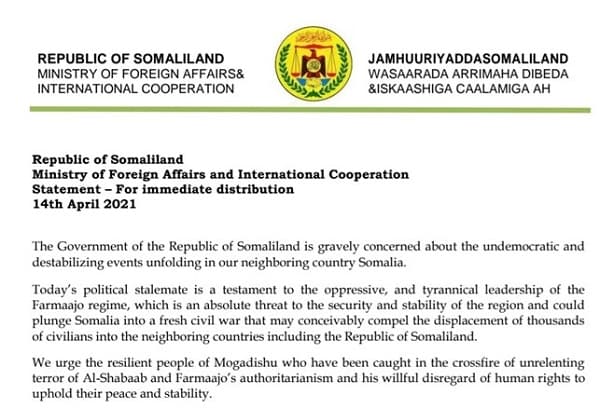 Somaliland Oo Walaac Ka Muujisay Jahawareerka Siyaasadeed Ee Ka Taagan Somalia